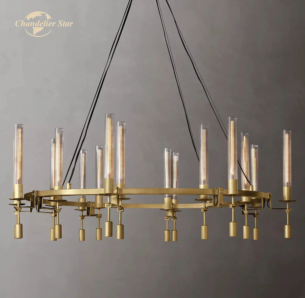 Afralia™ LED Round Glass Chandelier for Living Dining Room Lighting