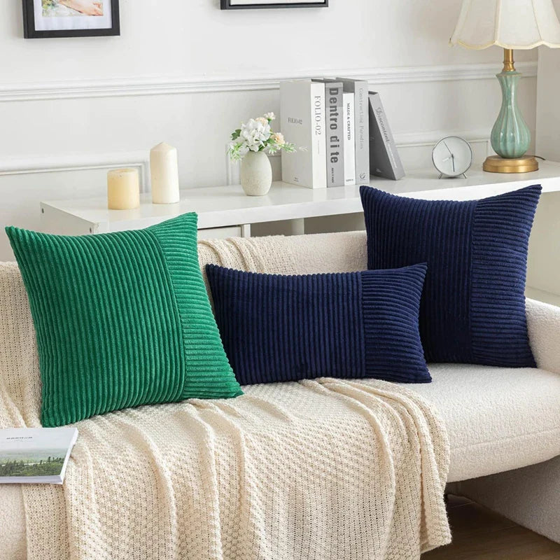 Afralia™ Striped Patchwork Corduroy Throw Pillow Cover Set for Festive Home Decor