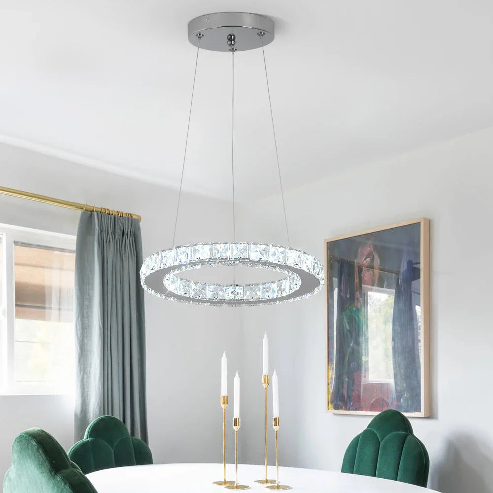 Afralia™ Crystal Chandelier LED Pendant Lighting for Living Room