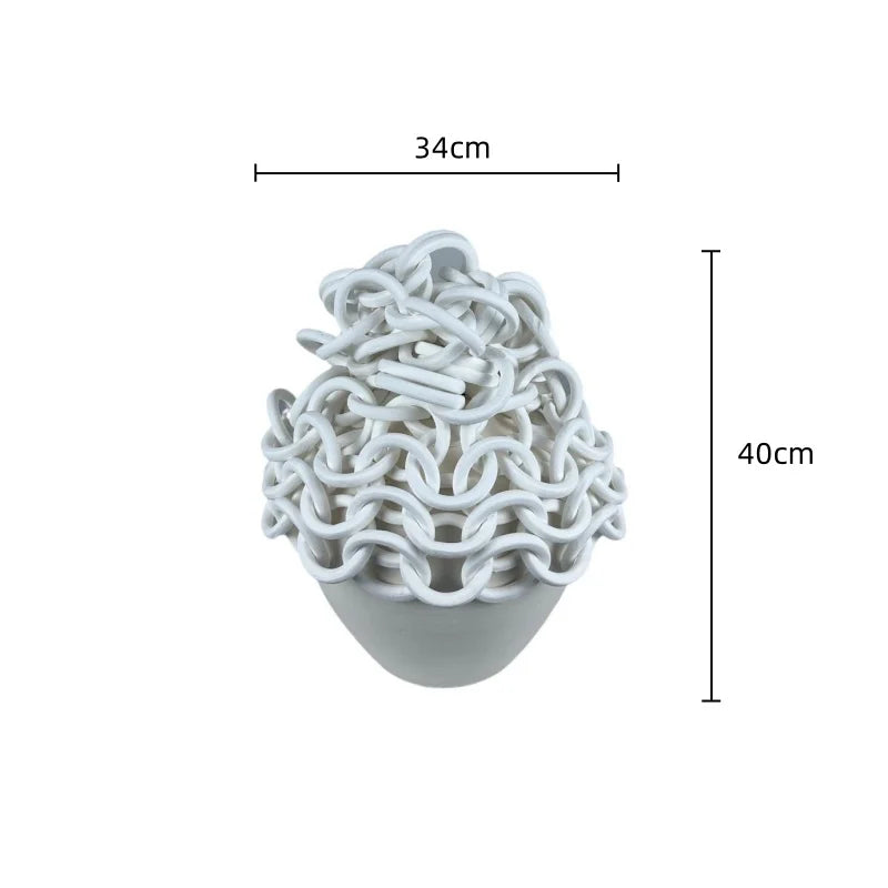 Afralia™ Ceramic Vase Chain Round Ring Handicrafts Home Decoration Pot