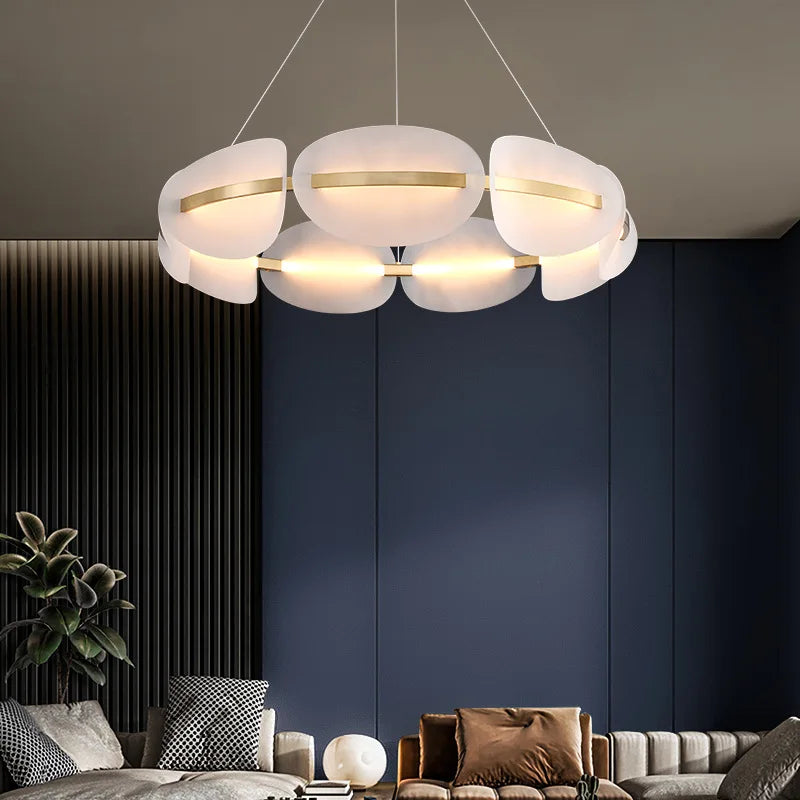 Afralia™ Nordic Leaf Chandelier: Modern Acrylic Ring Light for Living & Dining Room