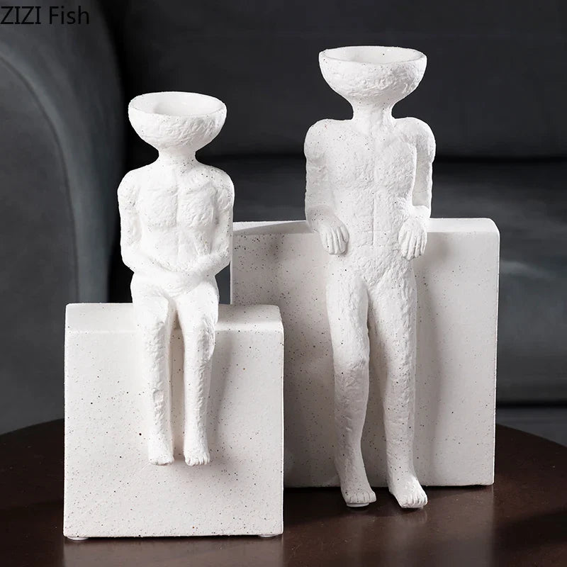 Afralia™ Modern Ceramic Figures Sculpture for Desk Decoration and Room Aesthetic