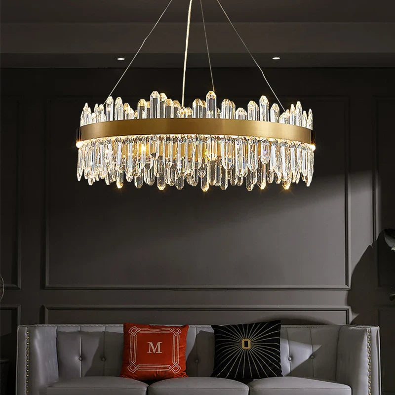 Afralia™ Smoke Grey Crystal Chandelier: Luxury LED Hanging Lamp for Living Room & Bedroom.