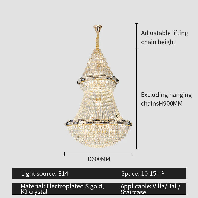 Afralia™ Light Luxury Crystal Chandelier - Post-modern Bedroom Dining Room Living Room Elegant Design
