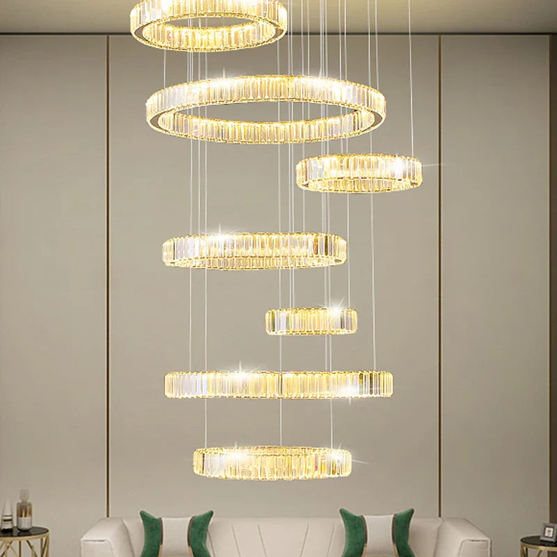 Afralia™ Luxury Crystal Chandelier Modern Led Lighting for Ining Room Staircase Villa Hall