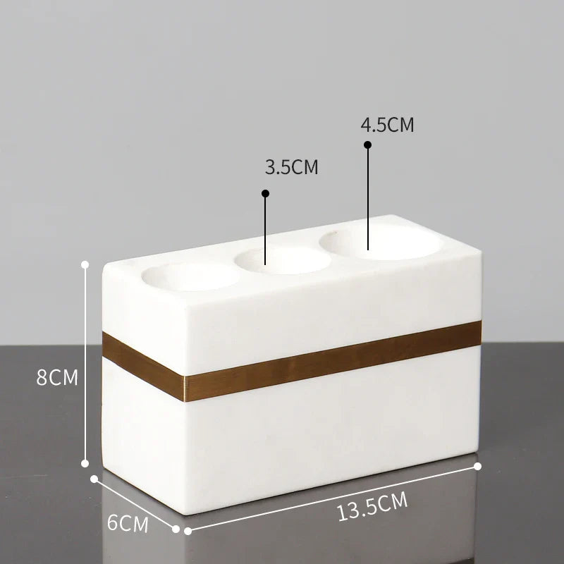 Afralia™ Volakos White Marble Bathroom Set with Golden Accents
