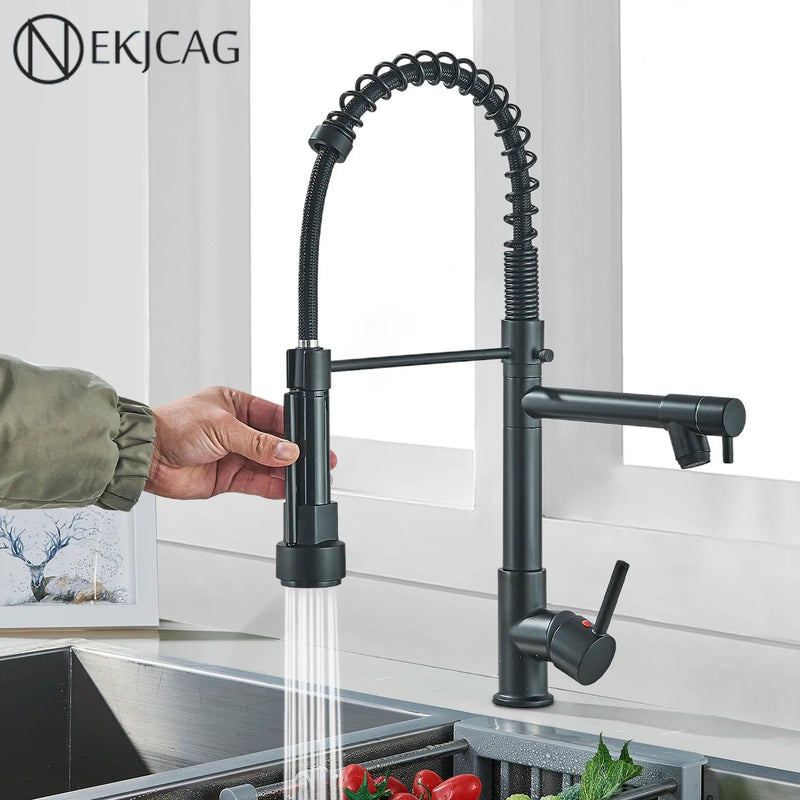 Afralia™ Stainless Steel Pull Down Spring Kitchen Faucet with 360° Rotation