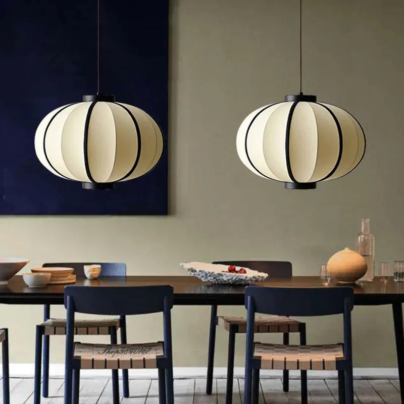Piet Lanterns Pendant Lamp by Afralia™: Simple Fabric Bedroom Light & Dining Room Decor