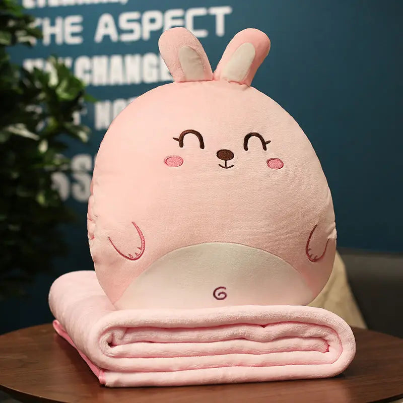 Afralia™ Cartoon Animal Throw Pillow Blanket: Two-in-one Multi-functional Home Office Summer Blanket