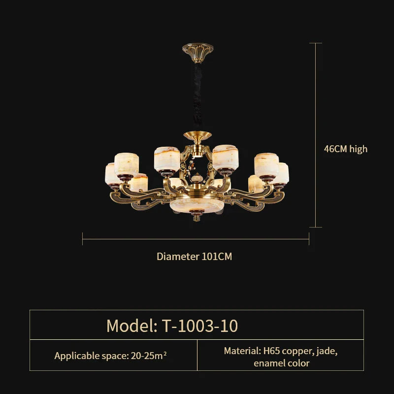 Afralia™ Zinc Alloy Chandelier with Jade Crystal Accent for Duplex Building Living Room
