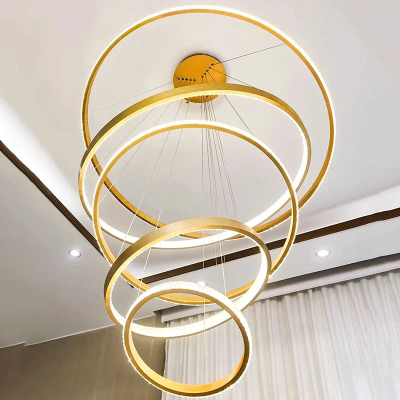 Afralia™ Crystal Chandelier Stair Pendant Lamp Living Room Pendant Lights Interior Lighting