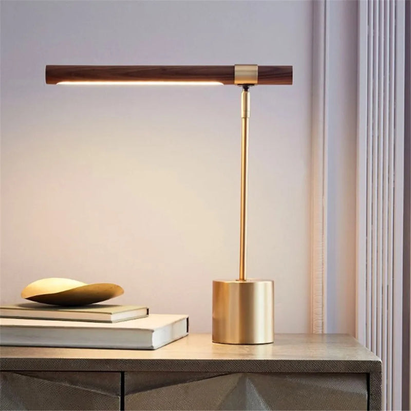 Afralia™ Wood Grain LED Desk Lamp - Modern Hotel Art Decoration Table Lamp