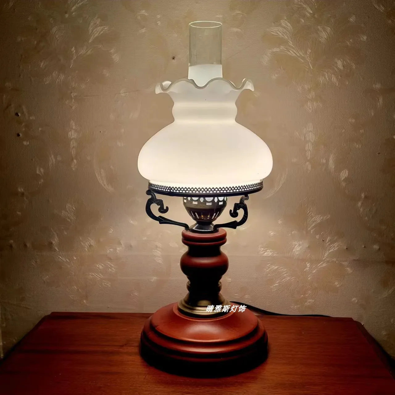 Afralia™ Vintage Solid Wood Desk Lamp for Living Room, Bedroom, and Study