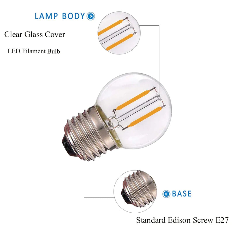 Afralia™ Retro LED Globe Mini Bulb 1W Dimmable Warm White G40 Replacement Bulb