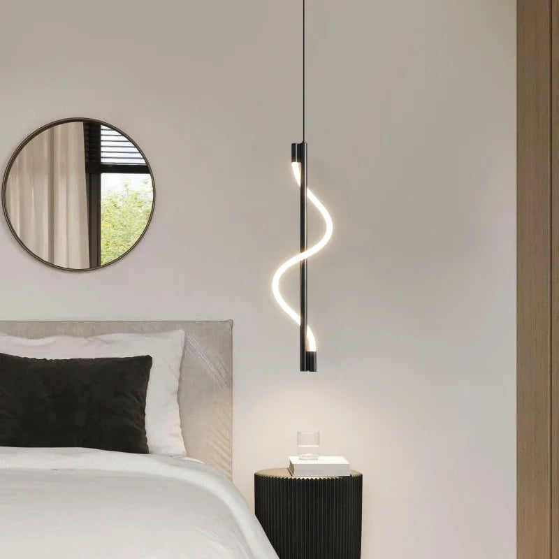 Afralia™ Copper Spiral Pendant Lamps: Remote Control Dimming LED Hanging Lights for Bedroom and Living Room