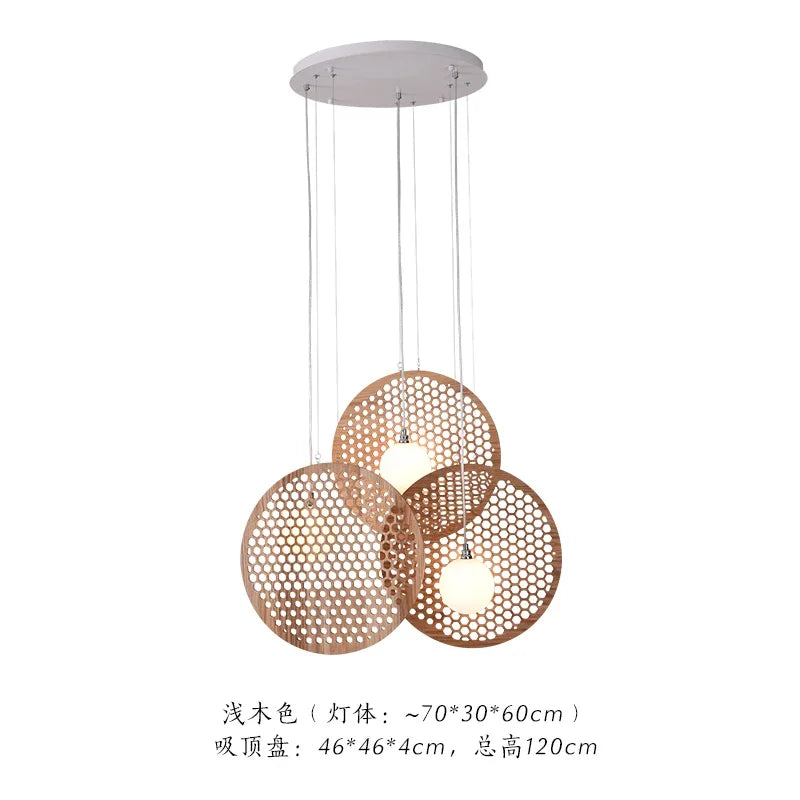 Afralia™ Modern LED Wooden Pendant Lights for Kitchen Office Bedroom Dining Room