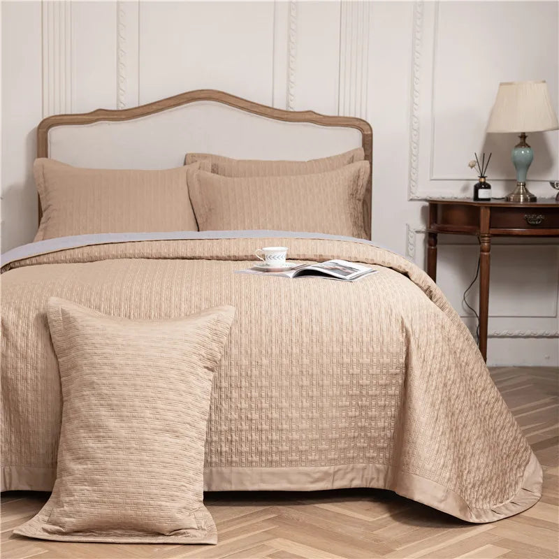 Afralia™ Egyptian Cotton Quilt Set, Reversible Bedspread, Luxe Coverlet, 3Pcs