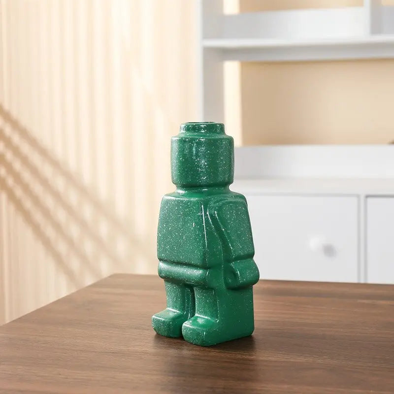 Afralia™ Robot Vase Sculpture: Creative Resin Ornament for Home Office Decor