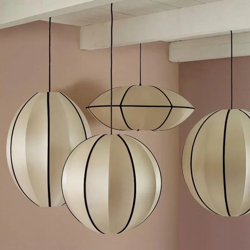 Afralia™ Danish Fabric Pendant Lamp Vintage Chandelier E27 Bulb