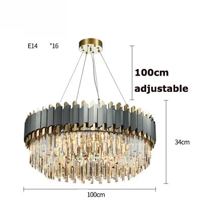 Afralia™ Art Deco Black Golden Crystal Chandelier for Foyer