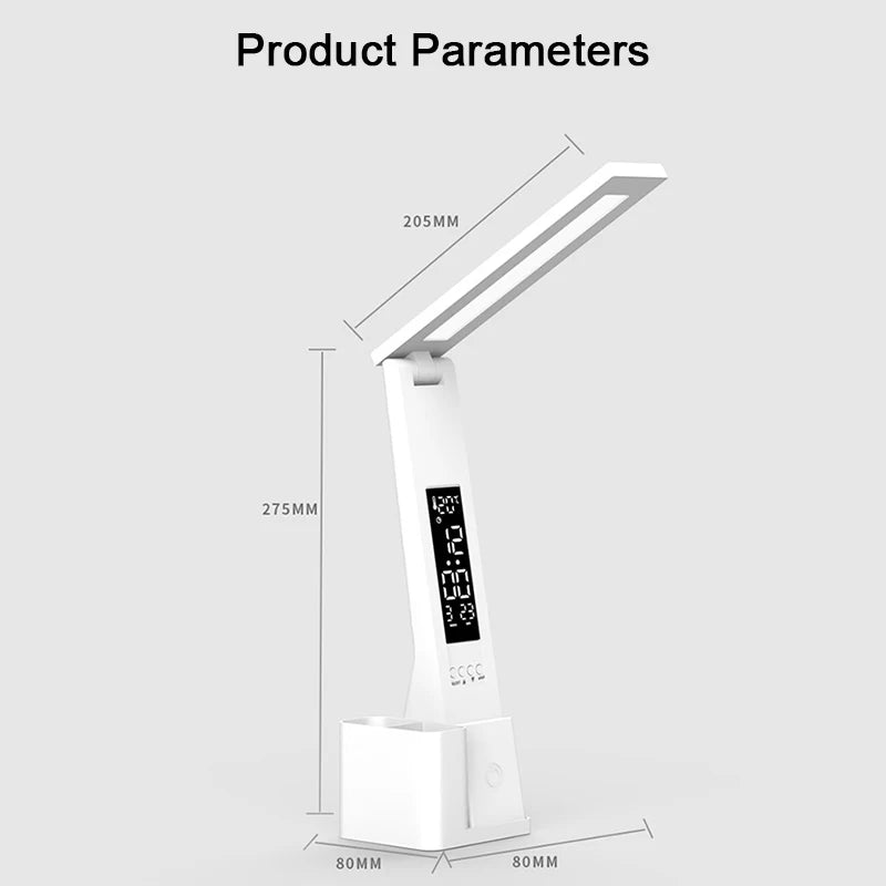 Afralia™ Touch LED Desk Lamp with Calendar Clock Night Light for Study Reading