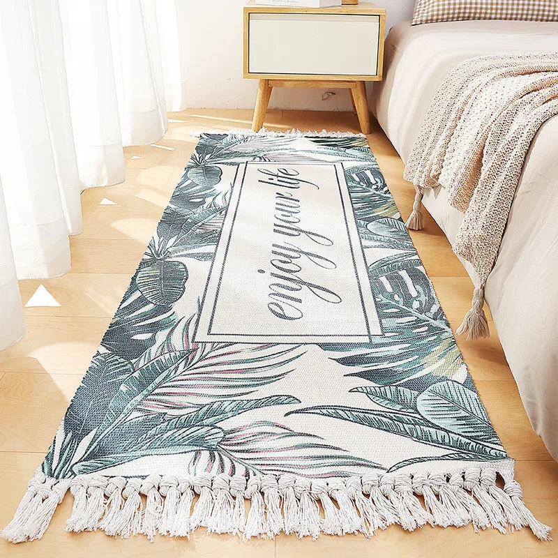 Afralia™ Soft Weave Tassels Bedside Rug, Anti-Slip Living Room Carpet