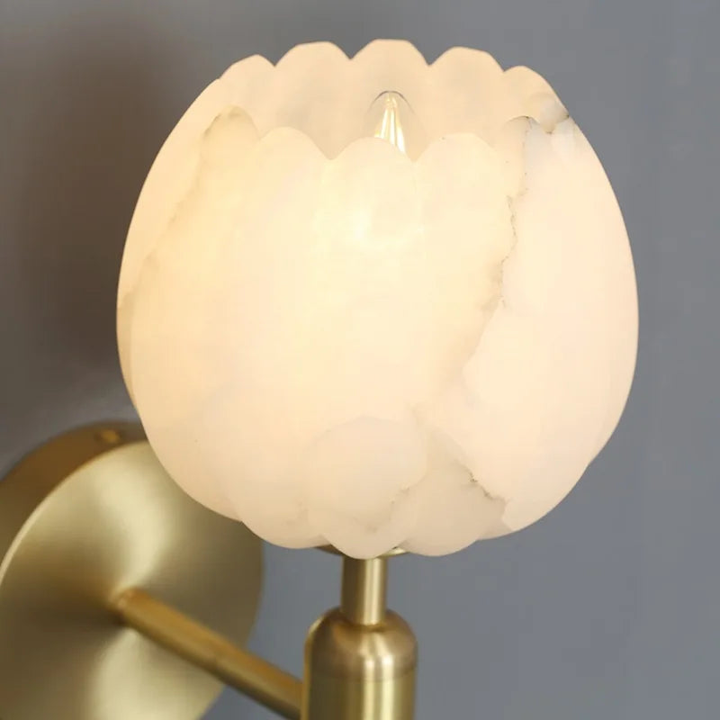 Afralia™ Flower Marble Wall Sconce Light for Bedroom and Living Room