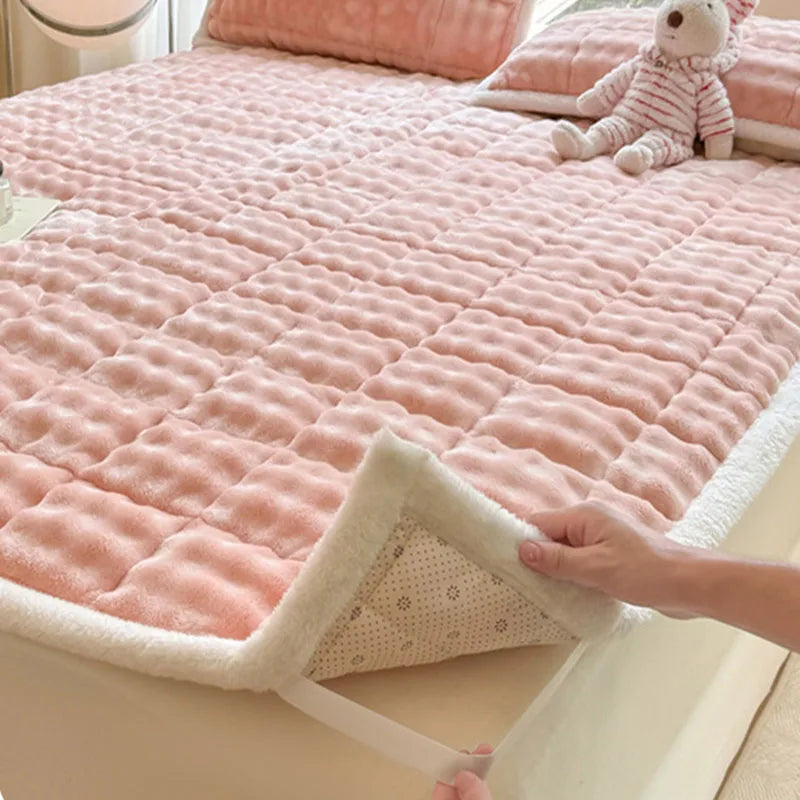 Afralia™ Cozy Faux Rabbit Fur Quilted Mattress: Super Soft Warm Tatami Mat for Home