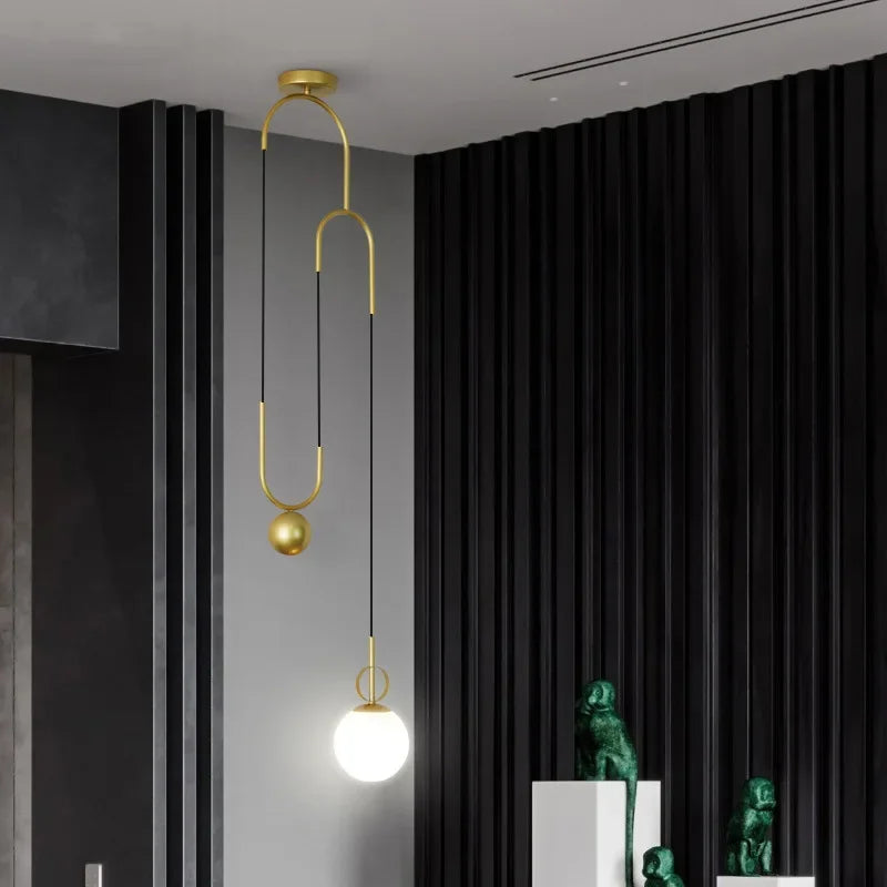 Afralia™ Modern LED E14 Pendant Chandelier for Dining Living Room Creative Black Gold Lighting Fixtures