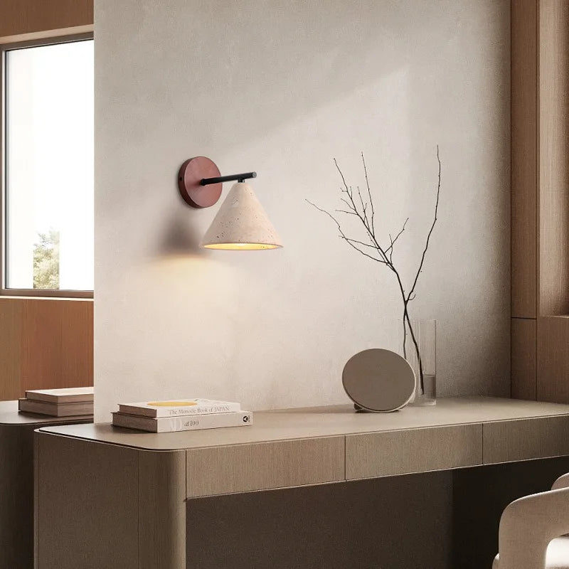 Afralia™ Travertine Wall Lamp Stone Sconce with E27 Bulb