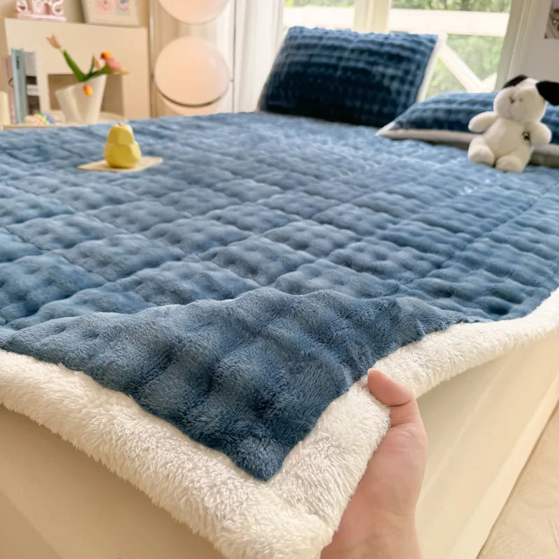 Afralia™ Cozy Faux Rabbit Fur Quilted Mattress: Super Soft Warm Tatami Mat for Home