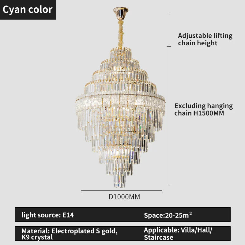 Afralia™ Crystal Chandelier: Luxury Living Room Lamp, Modern Design, Elegant Lighting Option