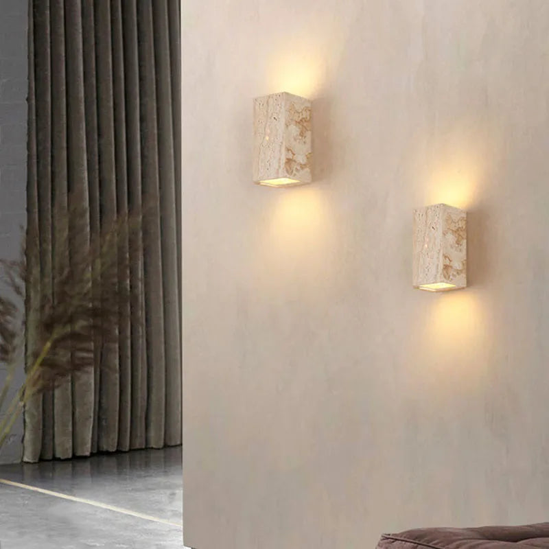 Afralia™ Cuboid Stone LED Wall Lamp 3000K Parlor Bedroom Stairs Creative Lighting