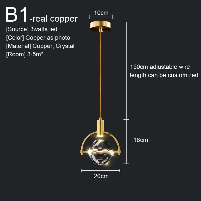 Afralia™ Crystal Pendant Lights Kitchen Fixture for Living Room, Dining Room, and Bedside