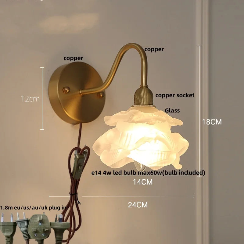 Afralia™ Brass LED Wall Lights Pull Chain Switch Clear Glass Modern Vanity Mirror Light
