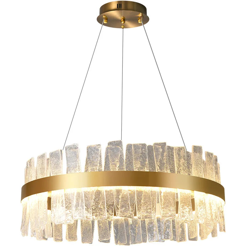 Afralia™ Golden Crystal Chandelier LED Pendant Light - Luxury Modern Glass Lighting