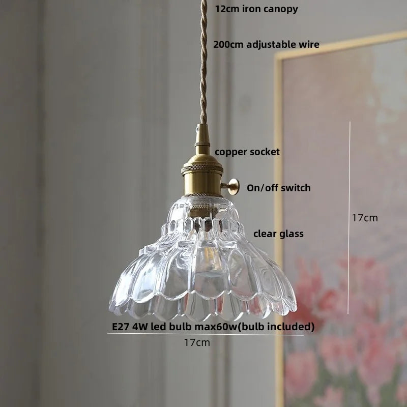 Afralia™ Flower Glass LED Pendant: Japan Style Hanging Light Fixtures