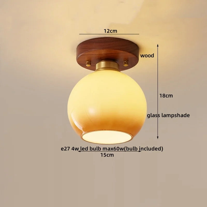 Afralia™ Walnut Copper LED Ceiling Light Modern Home Lighting Luminaria