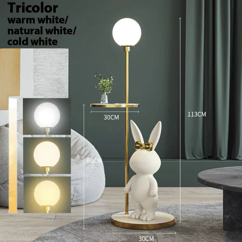 Afralia™ Rabbit LED Floor Lamp for Kids Room Nordic Modern Style