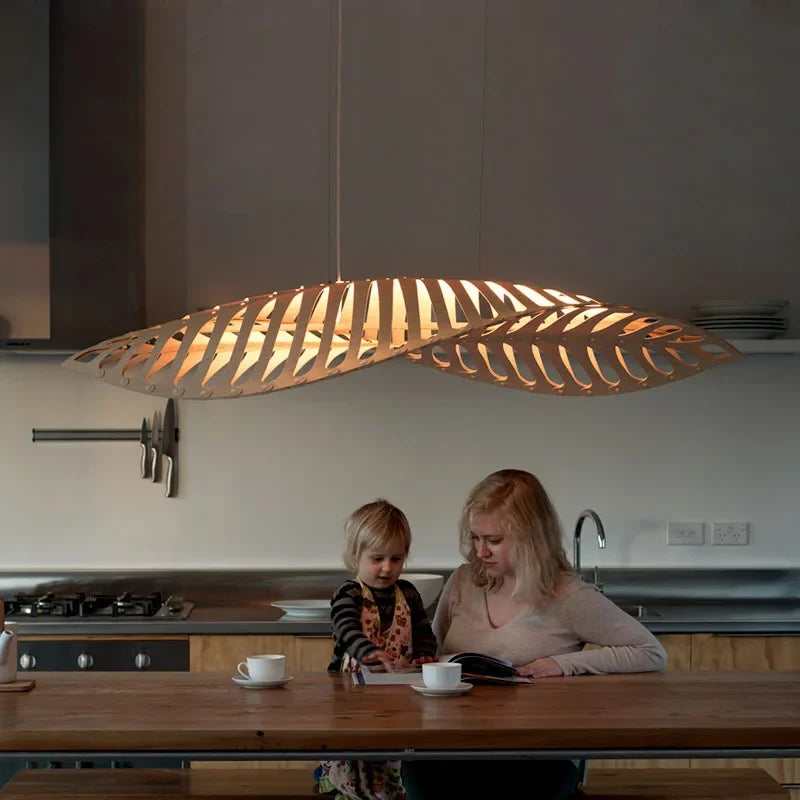 Afralia™ Fish Bone Wood Pendant Chandelier for Minimalist Nordic Home Decor