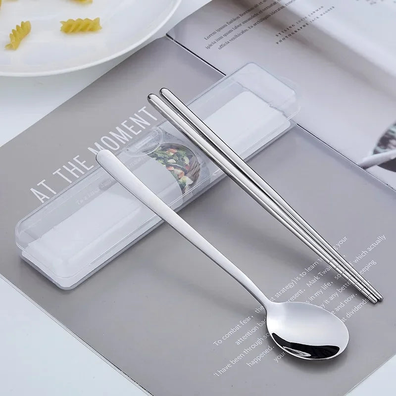 Stainless Steel Cutlery Set Korean Spoons Chopsticks by Afralia™