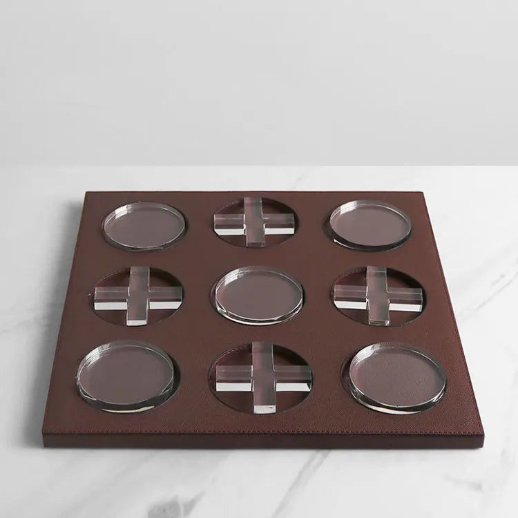 Afralia™ Geometric Checkerboard Grid Leather Chess Transparent Chessboard Home Decor Figurines