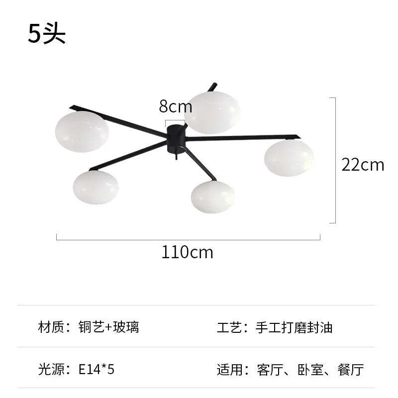 Afralia™ Black/Gold Lustre Copper Ceiling LED Modern Light Fixture for Living Room/Kitchen/Balcony