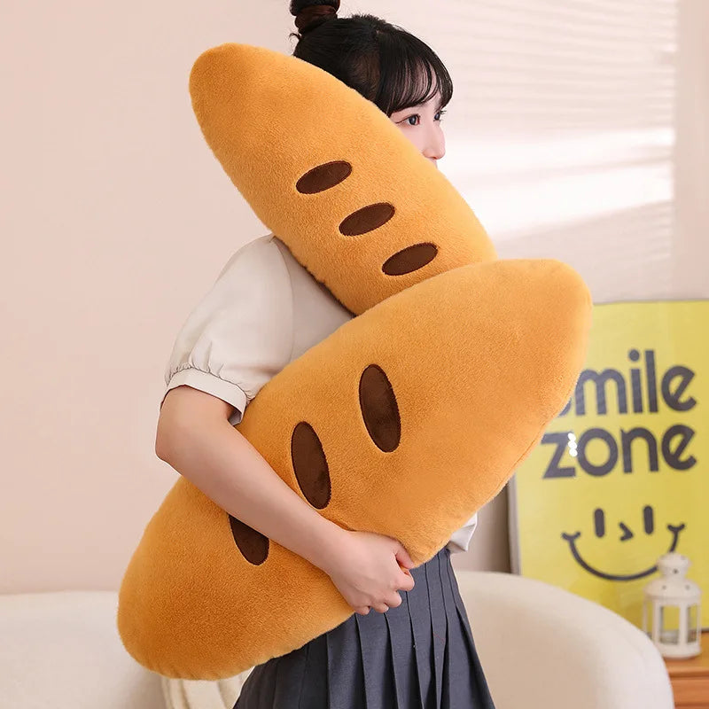 Afralia™ Plush Bread Cartoon Body Pillow for Side Sleeping & Pregnancy, Sofa Decor & Leg Support