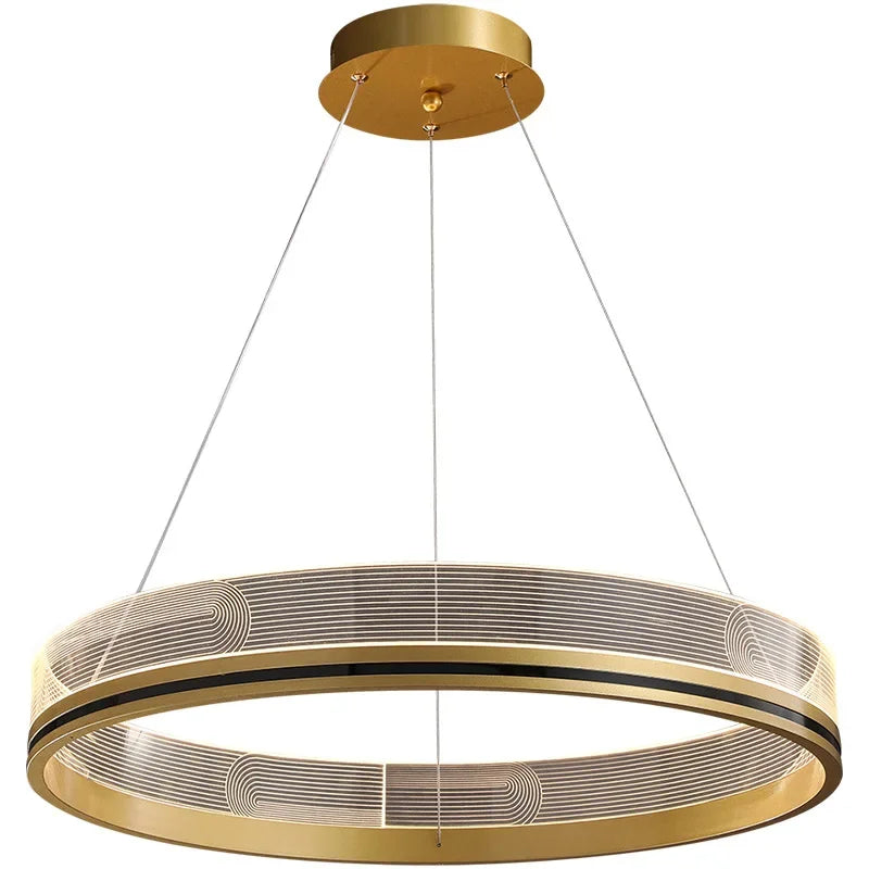 Afralia™ Round LED Light Luxury Chandelier for Living Room & Dining Room