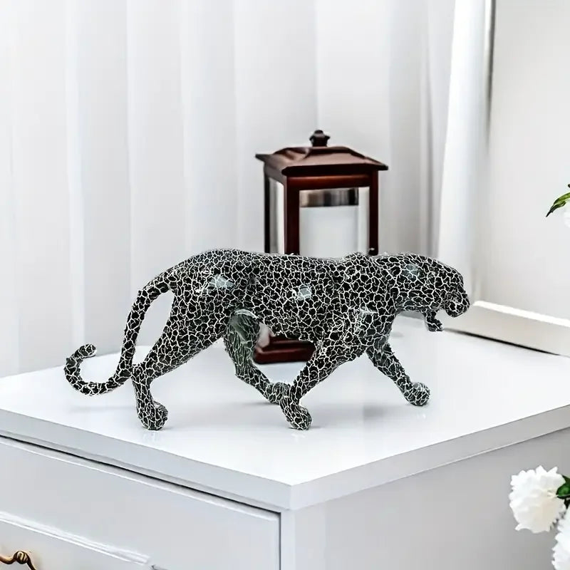 Afralia™ Leopard Panther Resin Sculpture Collectible Figurine for Modern Home Decor