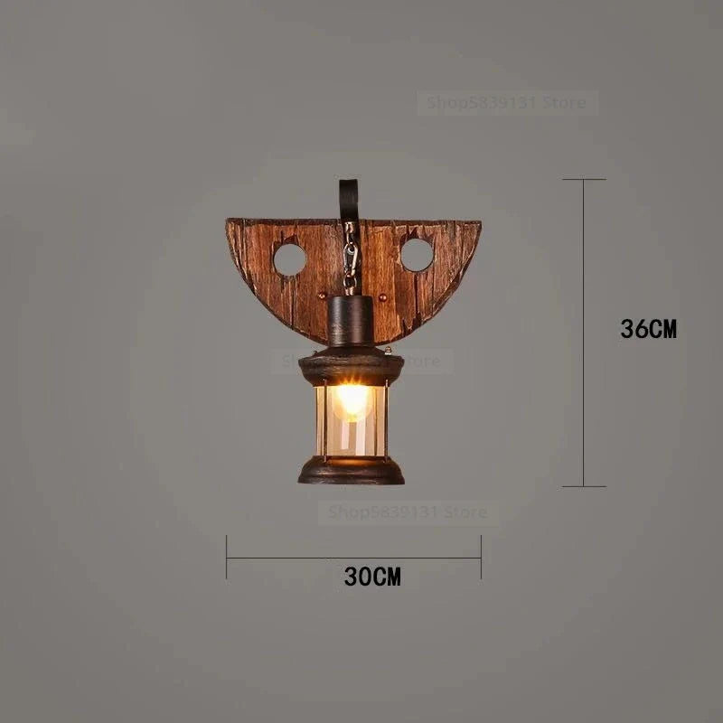 Afralia™ Wrought Iron Wood Wall Lamps - Retro LED Wall Lights for Home, Bar, Cafe & Living Room