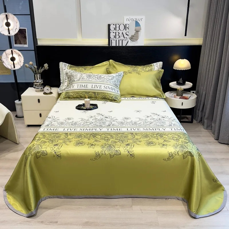 Afralia™ Multicolour Floral Patchwork Satin Bed Cover Set for Smooth Summer Comfort