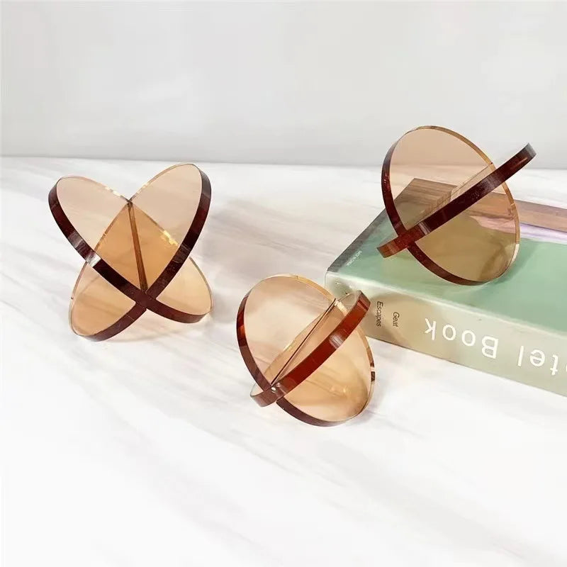 Afralia™ Intersect Glass Ball Semicircle Decoration - Transparent Geometric Home Decor