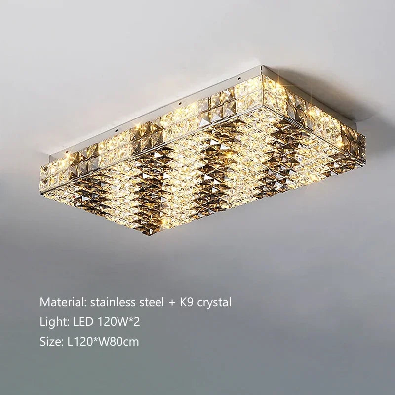 Afralia™ Crystal Led Ceiling Chandelier for Living Room Bedroom Interior Lighting